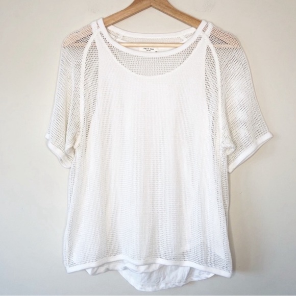 rag & bone double layer mesh tee white size large - Picture 2 of 6